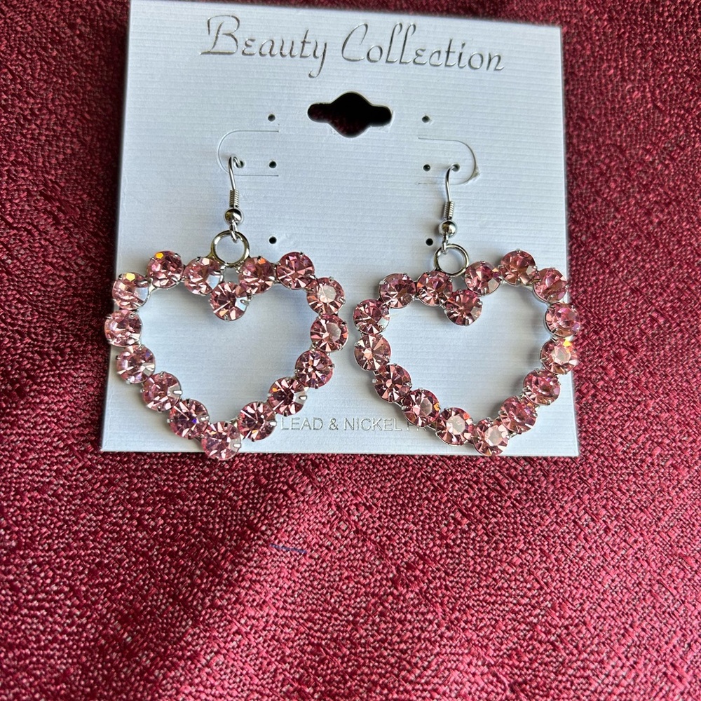 New Pink Heart Earrings